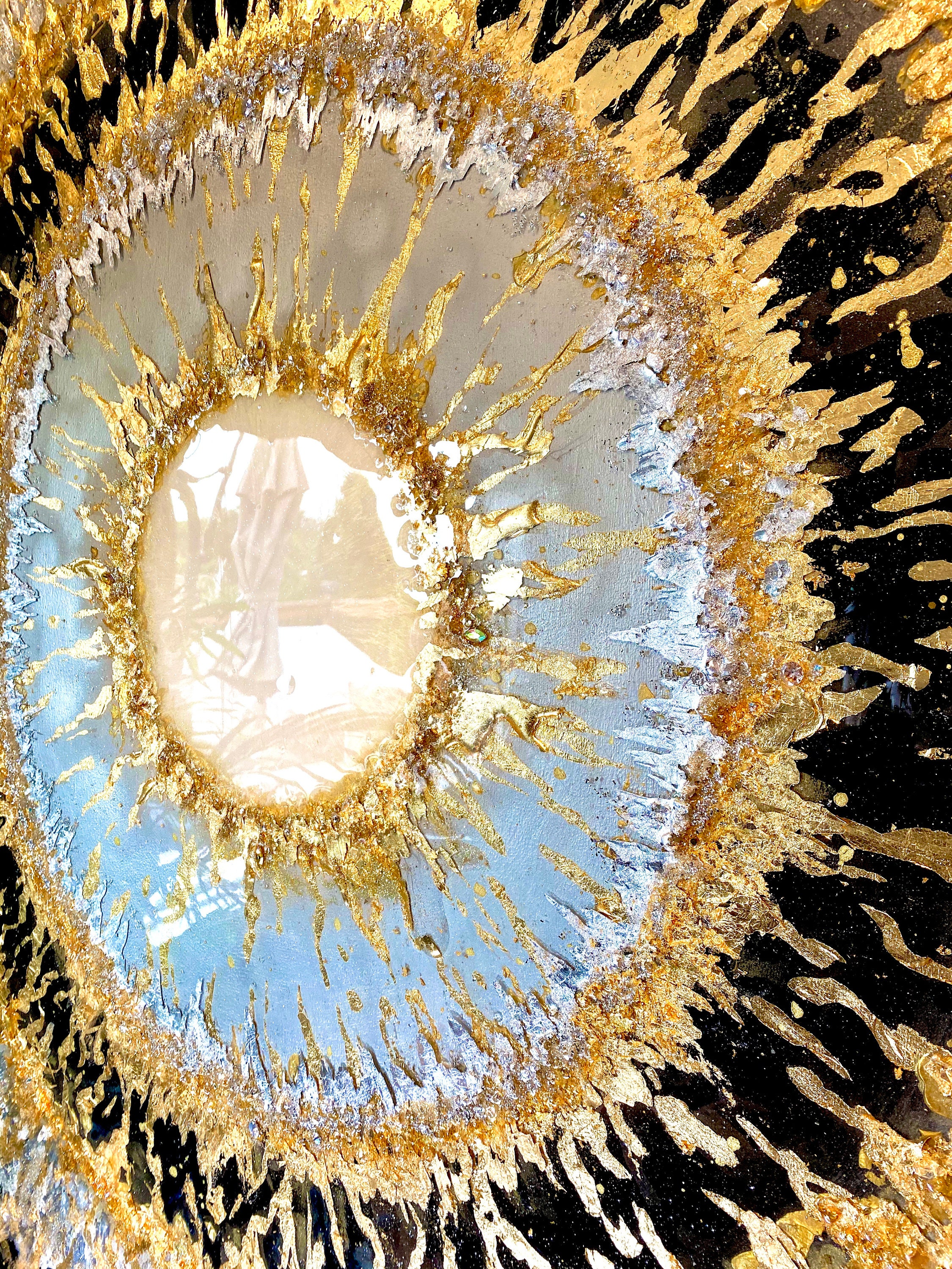 Made to Order Original Abstract Painting. Sunburst Black and Gold Wall