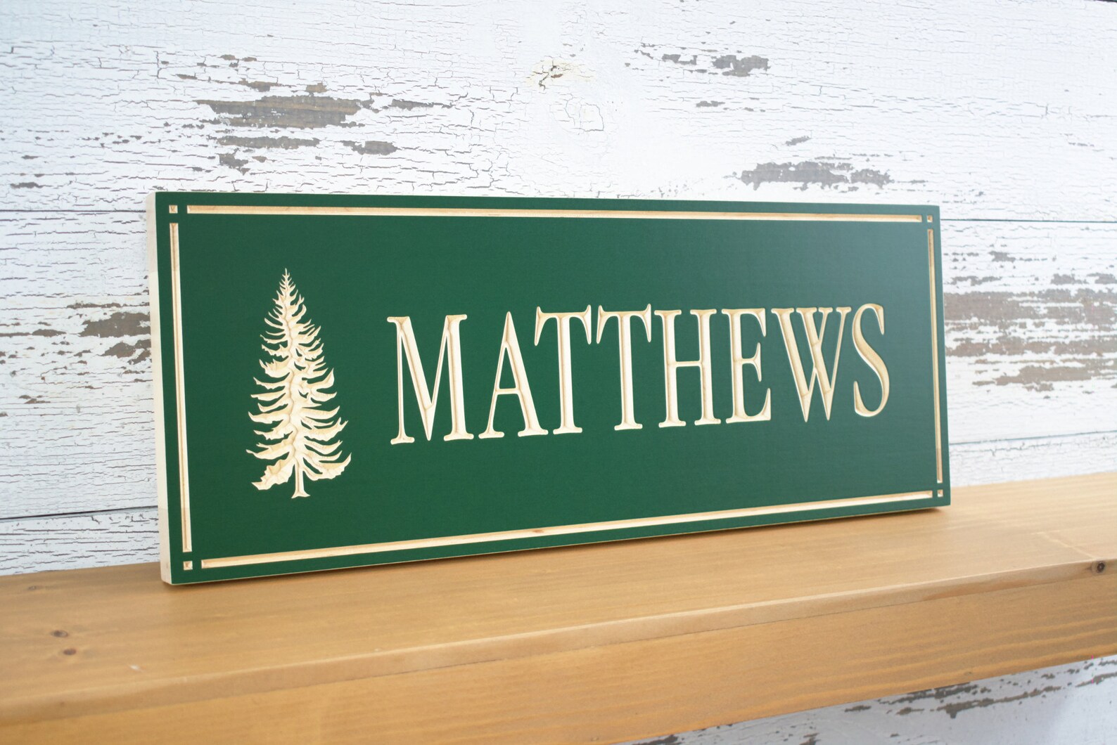 Family Name Sign With Pine Tree Last Name House Sign Cabin Etsy