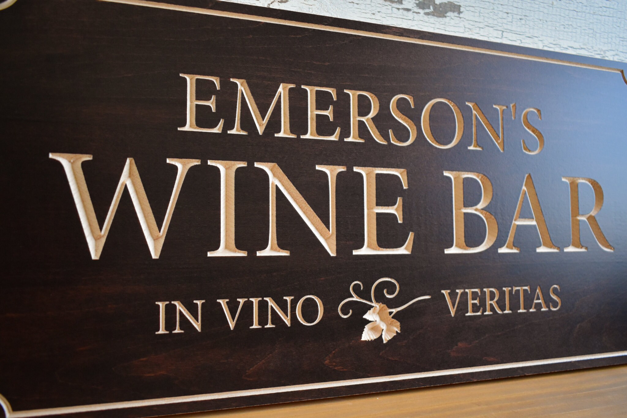 Personalized Wine Bar Sign With Name Handmade Carved Wood Etsy
