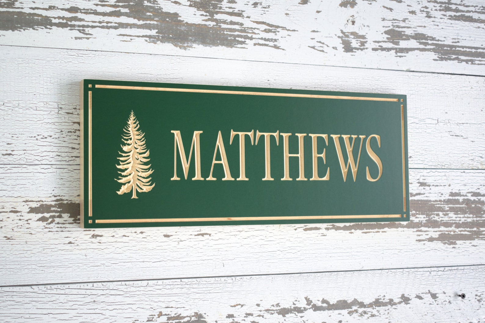 Family Name Sign With Pine Tree Last Name House Sign Cabin Etsy