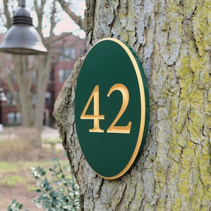 Carved Vertical Oval Address Plaque