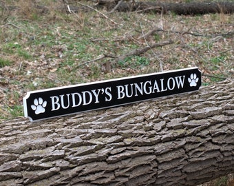 Carved Quarterboard Sign With Dog Paw Print Design