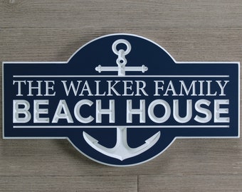 Family Last Name Outdoor Sign With Anchor/Nautical Theme, For Beach House, Lake House, or Vacation Home