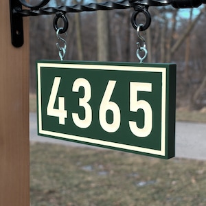Custom Carved Hanging Address Plaque, Rectangular Modern Engraved House Number Sign, Personalized Outdoor Home Sign