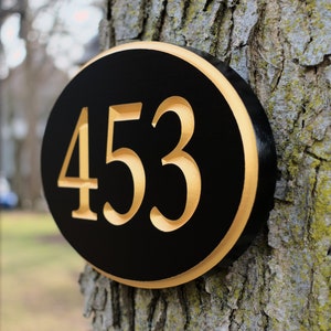 Custom Carved Oval Address Plaque, Engraved House Number Sign, Personalized Outdoor Home Sign