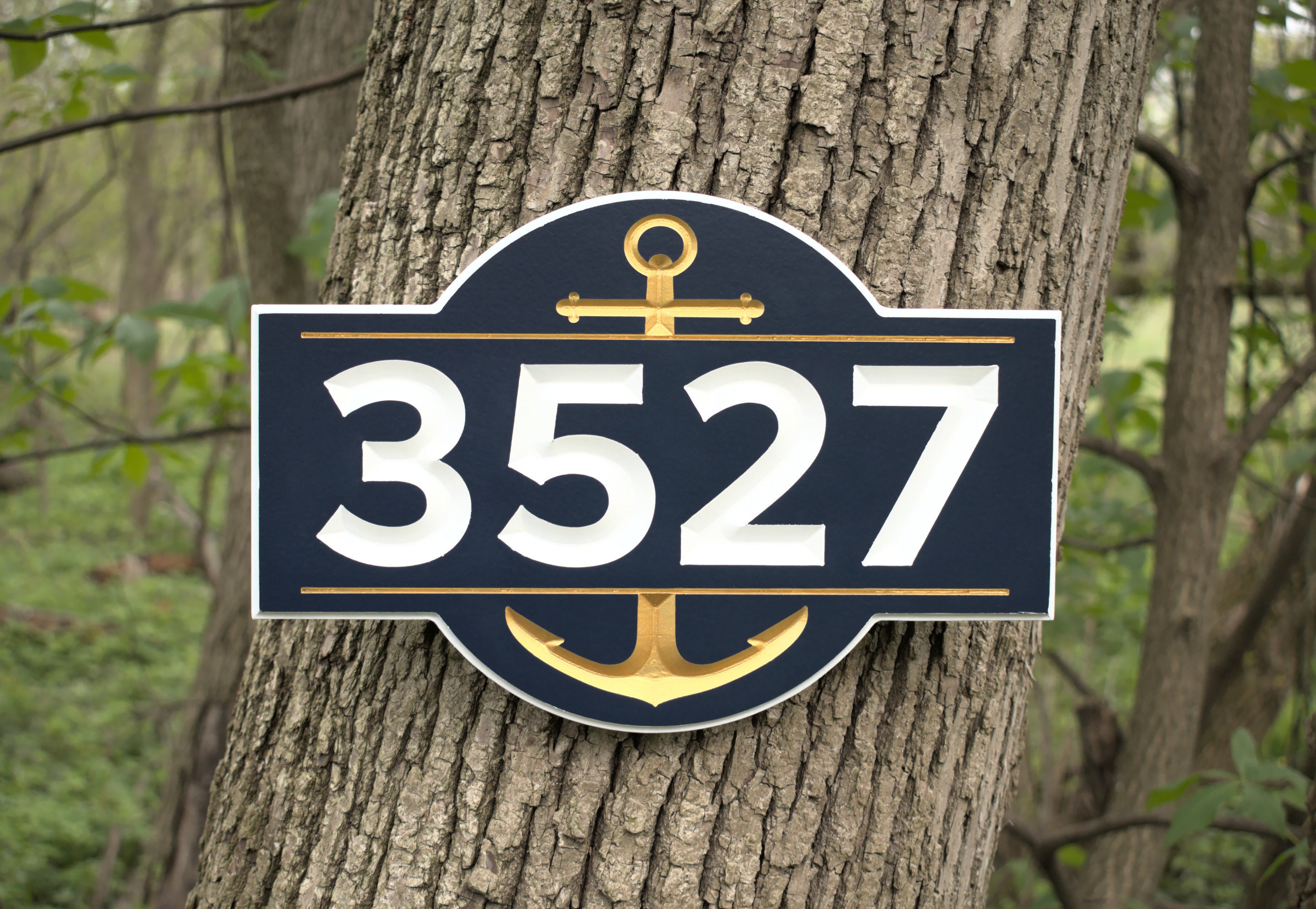 Carved Nautical Address Plaque Engraved House Number Sign Etsy