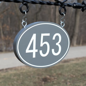 Personalized Carved Hanging Oval Address Plaque, Engraved House Number Sign, Personalized Outdoor Home Sign