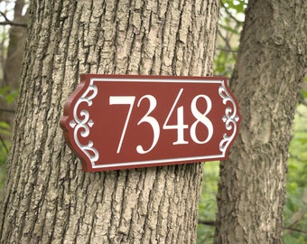 Personalized Carved Address Plaque, Engraved House Number Sign, Custom Outdoor Home Sign