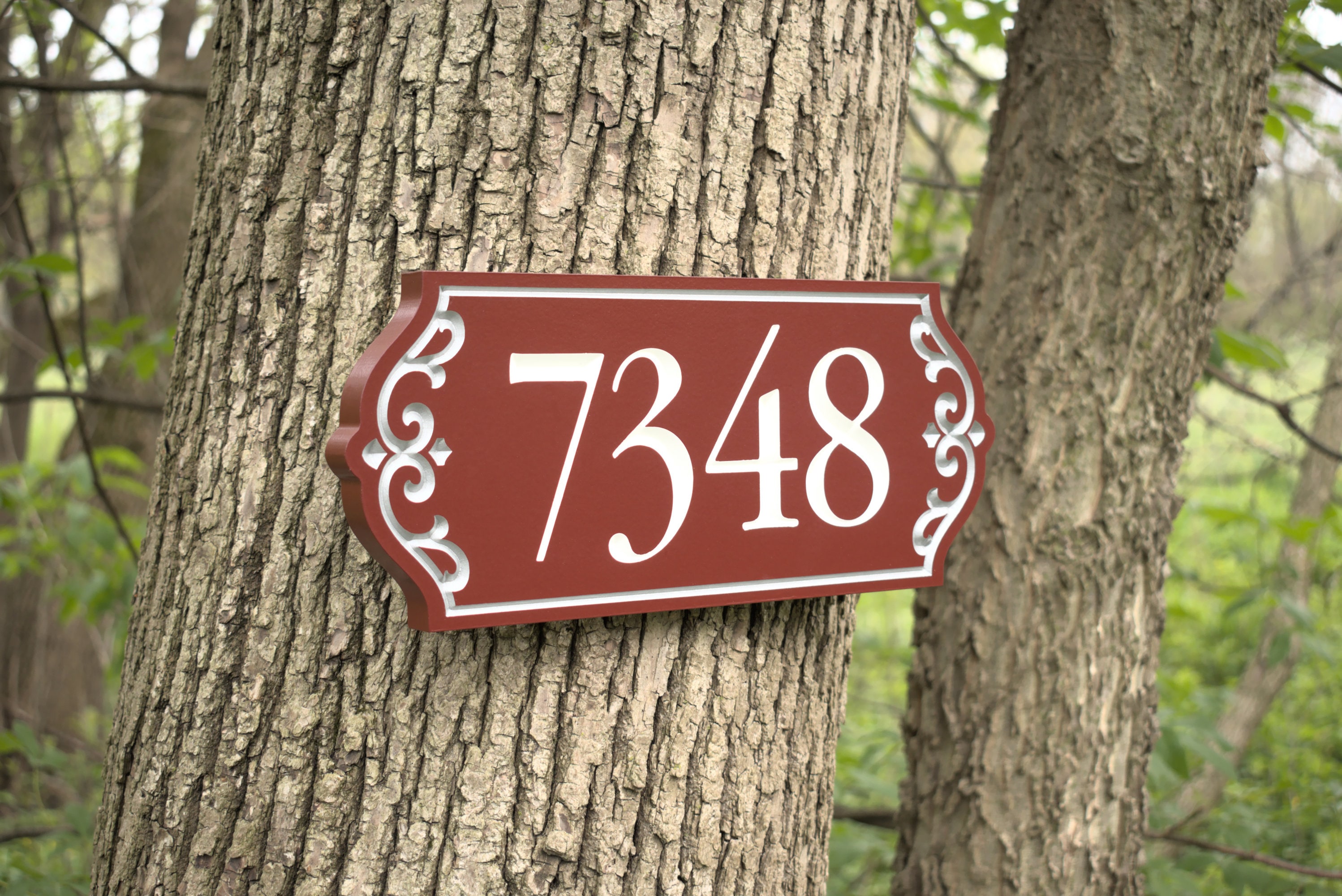 オーダー Personalized Carved Address Plaque, Engraved House Number Sign