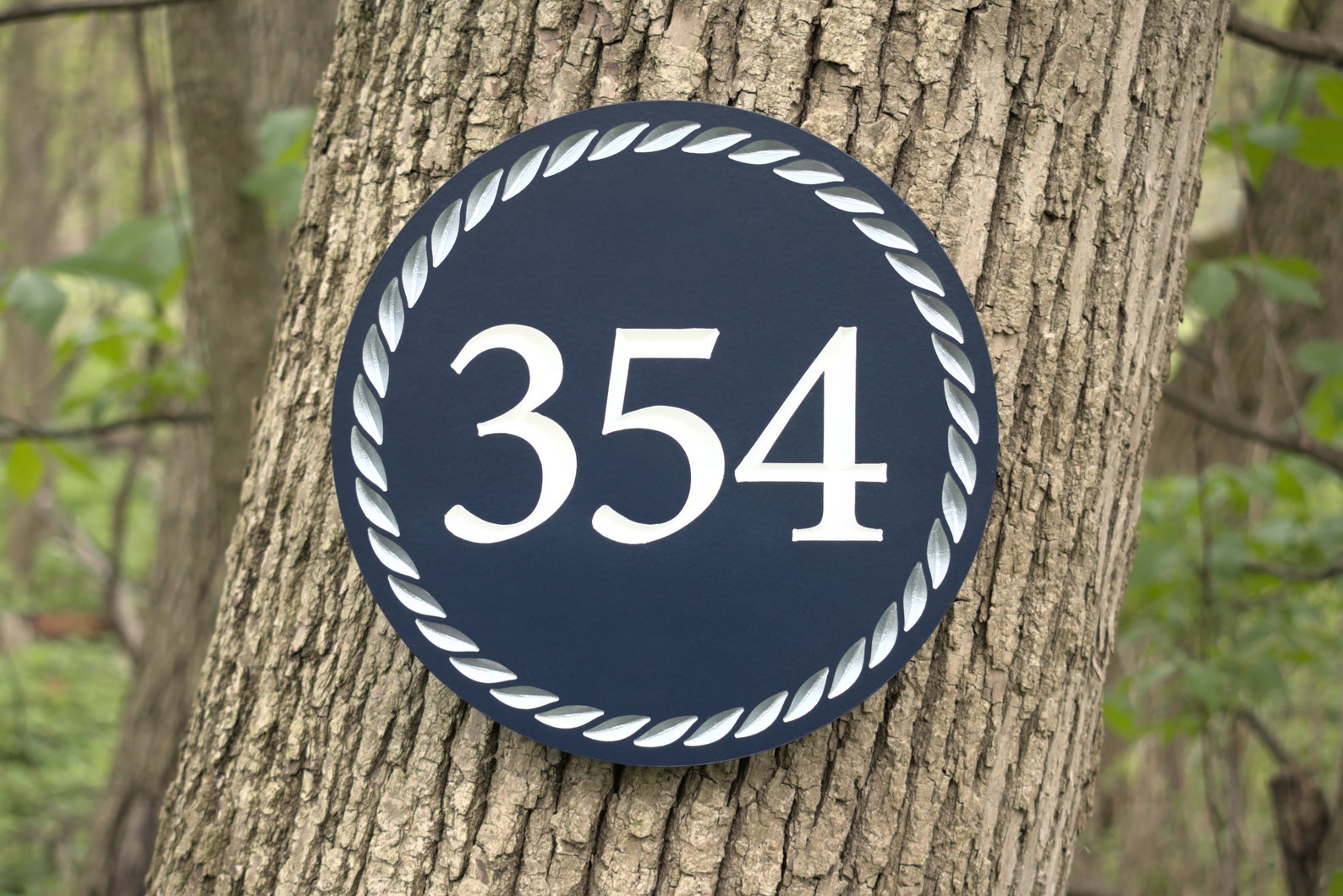 Carved Address Plaque With Nautical Rope Border, Custom Engraved House ...