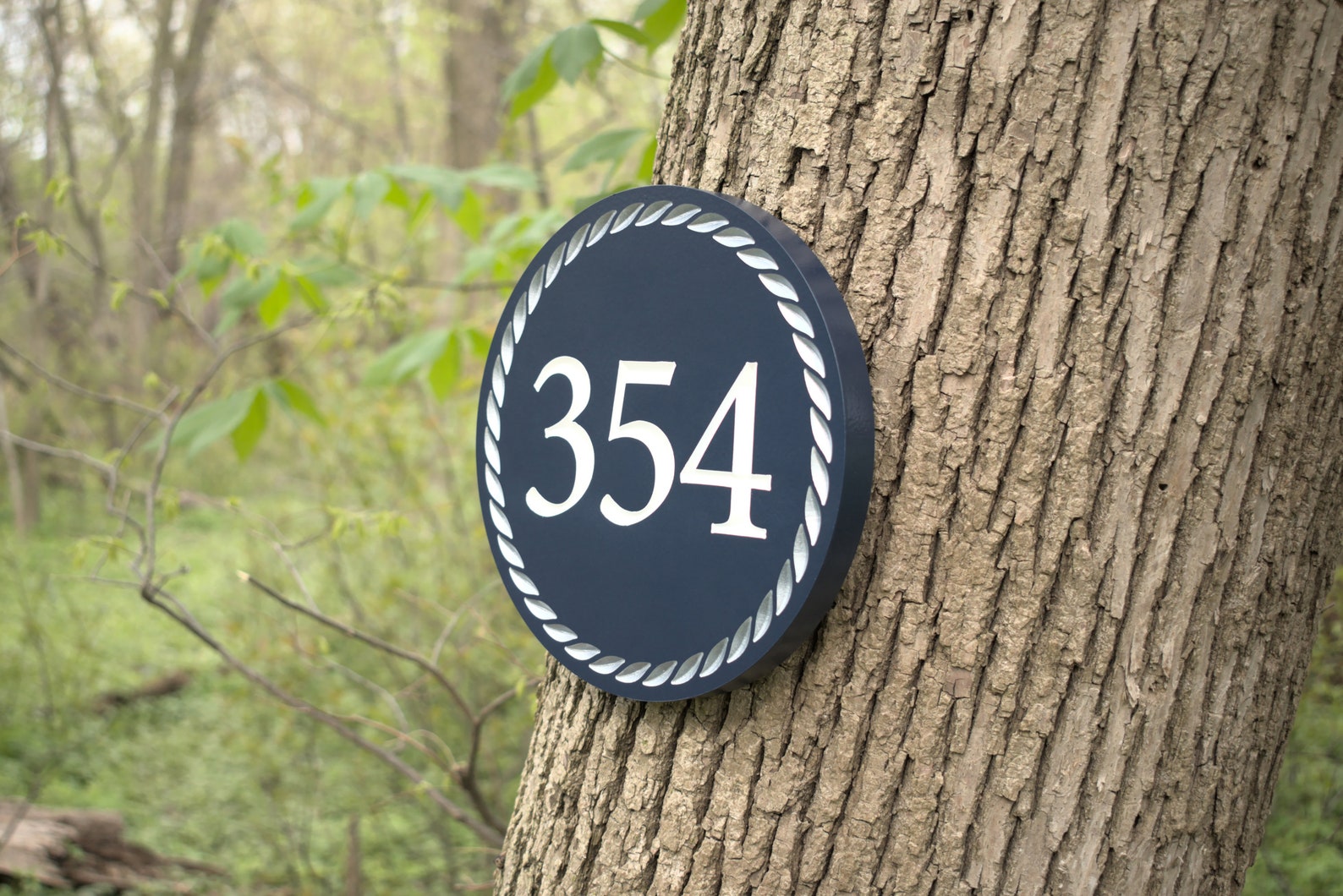 Carved Address Plaque With Nautical Rope Border, Custom Engraved House ...
