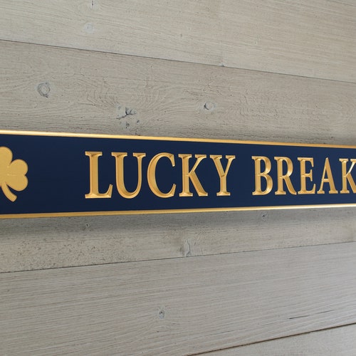 Custom shops Carved Quarterboard Sign With Shamrock Design, Custom Personalized Outdoor Vacation House Sign, Beach House Sign