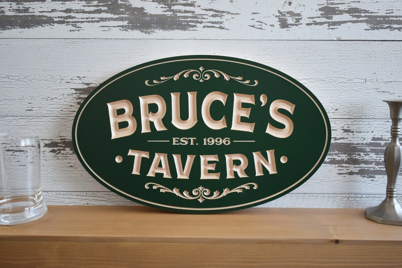 Tavern Sign With Name and Established Date Bar and Pub Signs Etsy
