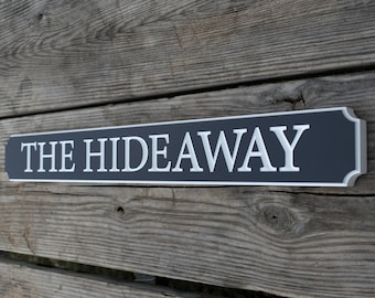 Letrero personalizado tallado en madera, letrero personalizado para casa de playa al aire libre