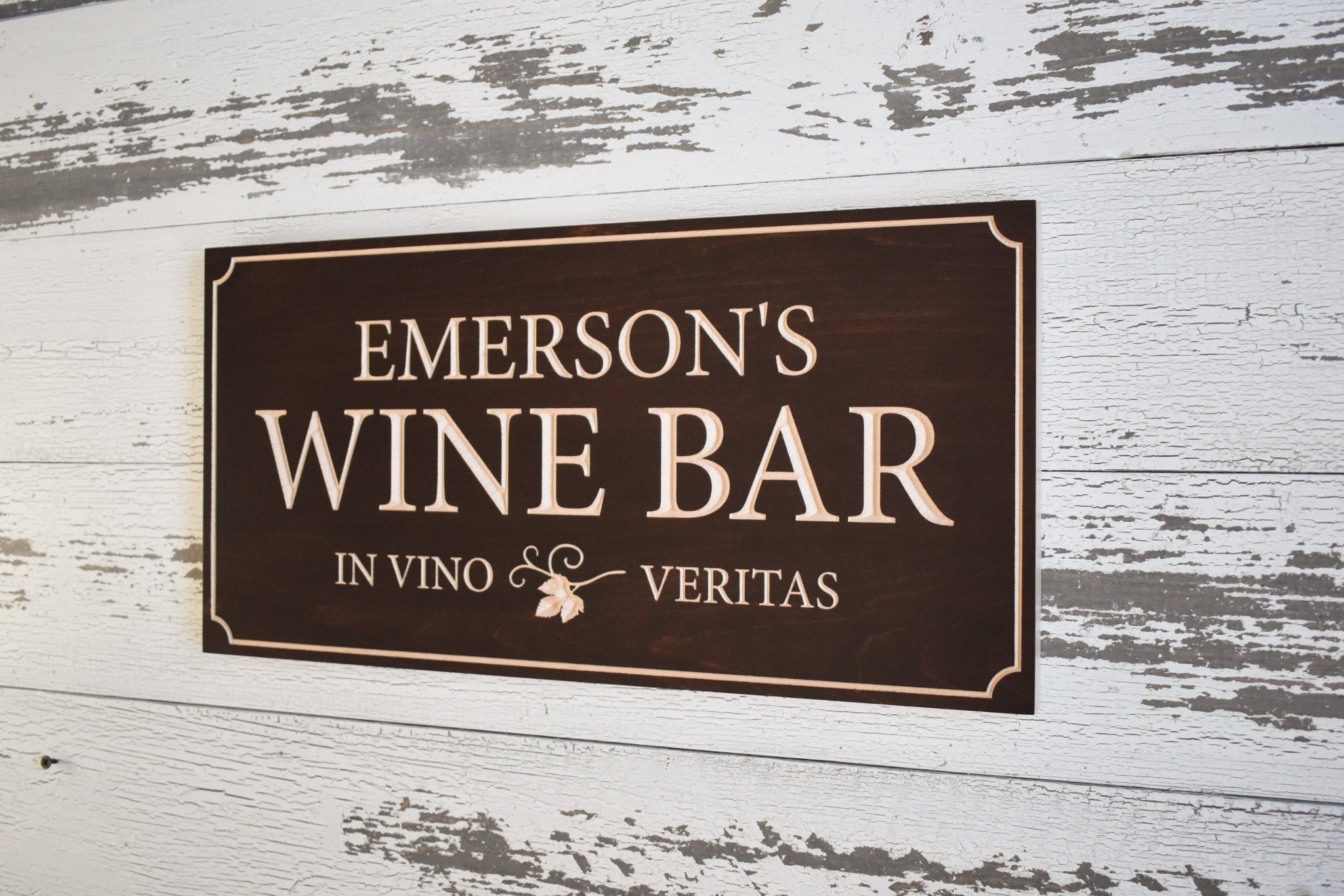 Personalized Wine Bar Sign With Name Handmade Carved Wood Etsy