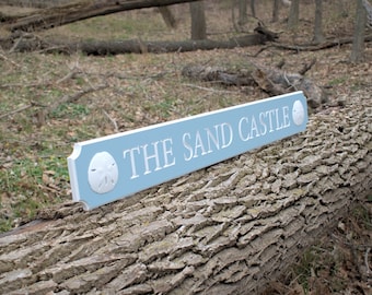 Carved Quarterboard Sign With Sand Dollars