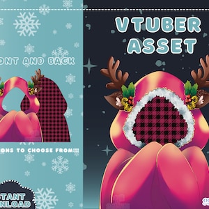 VTUBER Assets - Pink Reindeer Cloak | Blanket | Twitch | Streaming | Discord | Custom | Christmas | Holiday Jacket | PNGTuber | Accessory |