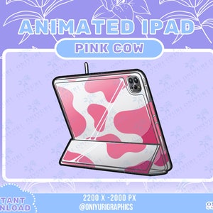 Animated Strawberry Cow Art Tablet GIF | Twitch Overlay | Discord | PNGtuber | Vtuber | Emote | Stream | Vtuber Assets | GIFtuber | Ipad |