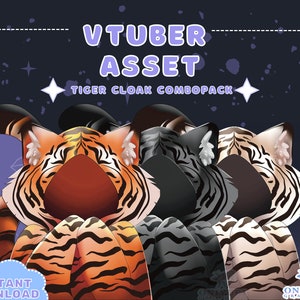 VTUBER Assets - Tiger Vtuber Cloak Pack | Vtuber Blanket | Twitch Overlay | Twitch | PNGTuber | Vtuber Blanket | Cat Vtuber | 2dvtuber |