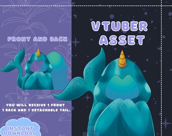 VTUBER Assets - Narwhal Vtuber Cloak | Blanket | Twitch overlay | Streaming | Discord | PNGTuber | GIF Tuber | Accessory | 2dvtuber | Cute