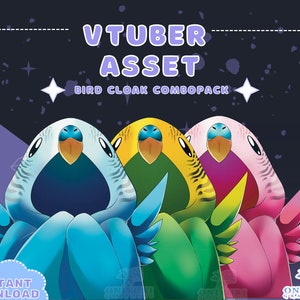 Activos de VTUBER: Paquete combinado de capa de pájaro, Manta, Activos de Twitch, Streaming, Discord, 2dvtuber, PNG Tuber, GIF Tuber, Accesorio, Lindo