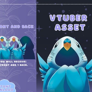 VTUBER Assets - Blue Bird Cloak | Blanket | Twitch | Streaming | Discord | Custom | Jacket | PNGTuber | GIF Tuber | Accessory | Cute