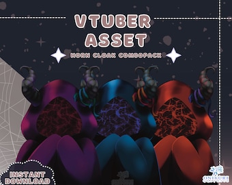 VTUBER Assets - Horn Cloak Combo Pack | Blanket | Twitch assets | Streaming | Discord | Custom | 2dvtuber | PNGTuber | GIF Tuber | Accessory