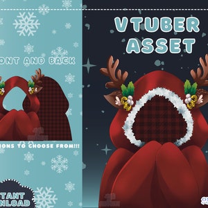 VTUBER Assets - Red Reindeer Cloak | Blanket | Twitch | Streaming | Discord | Custom | Christmas | Holiday Jacket | PNGTuber | Accessory |