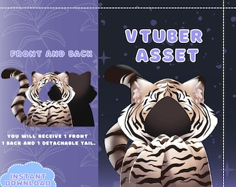 VTUBER Assets - White Tiger Vtuber Cloak | Blanket | Twitch overlay | Streaming | Discord | PNGTuber | GIF Tuber | Accessory | 2dvtuber |