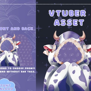 VTUBER Assets - Purple Milk Cow Cloak | Blanket | Twitch | Streaming | Discord | Custom | Moo Jacket | PNGTuber | GIF Tuber | Accessory