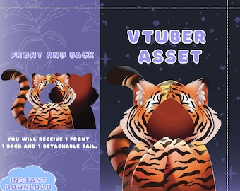 VTUBER Assets - Tiger Vtuber Cloak | Blanket | Twitch overlay | Streaming | Discord | PNGTuber | GIF Tuber | Accessory | 2dvtuber | Cute