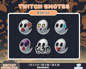 Émoticônes fantômes effrayants | Émoticônes d'Halloween | youtube | Emotes Twitch | Emojis | Actifs Twitch | contraction | Superposition d'Halloween | Émoticônes Discord |