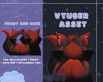 VTUBER Assets - Red & Black Kitsune Fox Vtuber Cloak | Blanket | Twitch Overlay | Streaming | Discord | PNGTuber | GIFTuber | Accessory |