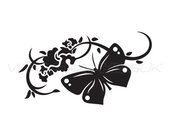 Farfalla Floral Wall Art - Wall Sticker -Decal