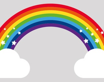 Rainbow Printed Wall Sticker - Decorative - Nursery/Kids Room - Free UK Postage