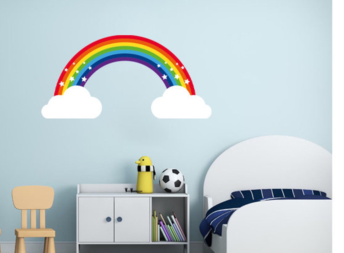Rainbow Printed Wall Sticker Decorative Nursery/kids Room Free UK