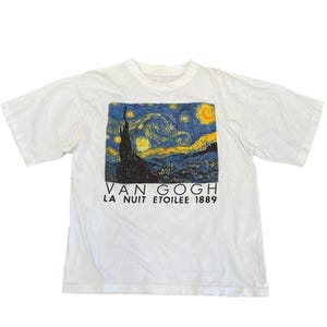 Vintage Vincent Van Gogh La Nuit Etoilee 1889 T-shirt Starry Night Art Tee 90s