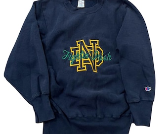 Vintage Notre Dame Champion Reverse Weave Sweatshirt NCAA Football Rudy 90s