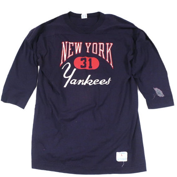 Vintage NY Yankees Champion 3/4 Sleeve T-shirt 80s 90s MLB Baseball New York