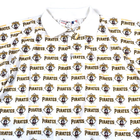 Vintage Pittsburgh Pirates All Over Print Polo Shirt 1988 MLB 
