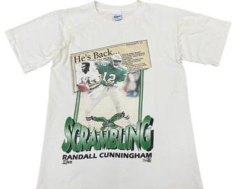 Vintage Randall Cunningham Philadelphia Eagles T-shirt NFL Football Salem 1990