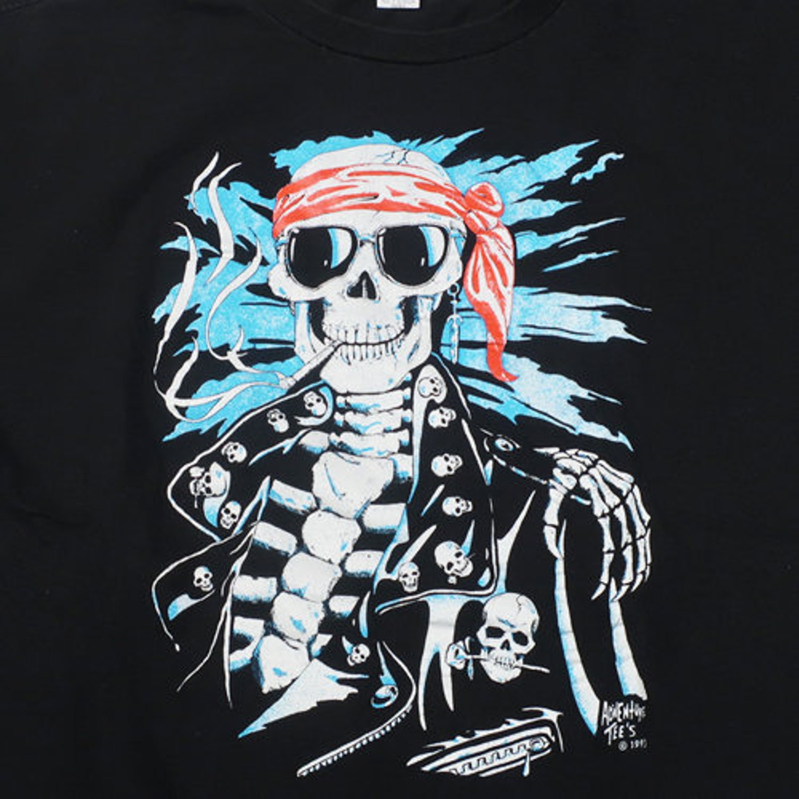 Vintage Skeleton Smoking Biker T-shirt Harley Motorcycle 1993 | Etsy