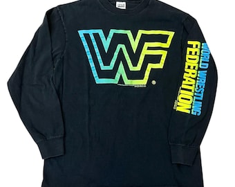 Vintage WWF World Wrestling Federation Long Sleeve T-shirt 1990 Wrestling Medium