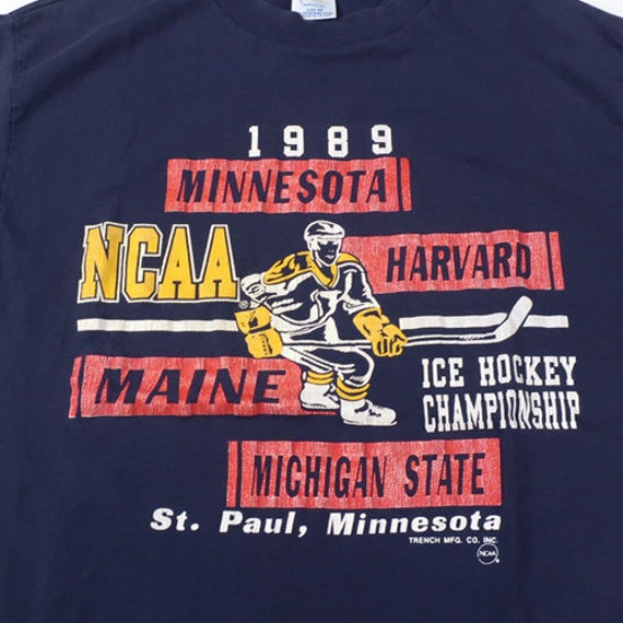 Vintage 1989 NCAA Hockey T-shirt Harvard Minnesot… - image 2