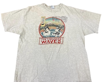 Vintage Masamai Teraoka Ten Thousand Waves T-Shirt Sz XL 1991 Single Stitch