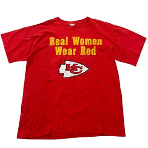 Vintage Kansas City Chiefs Real Women Wear Red T-shirt Football NFL Salem Sz XL