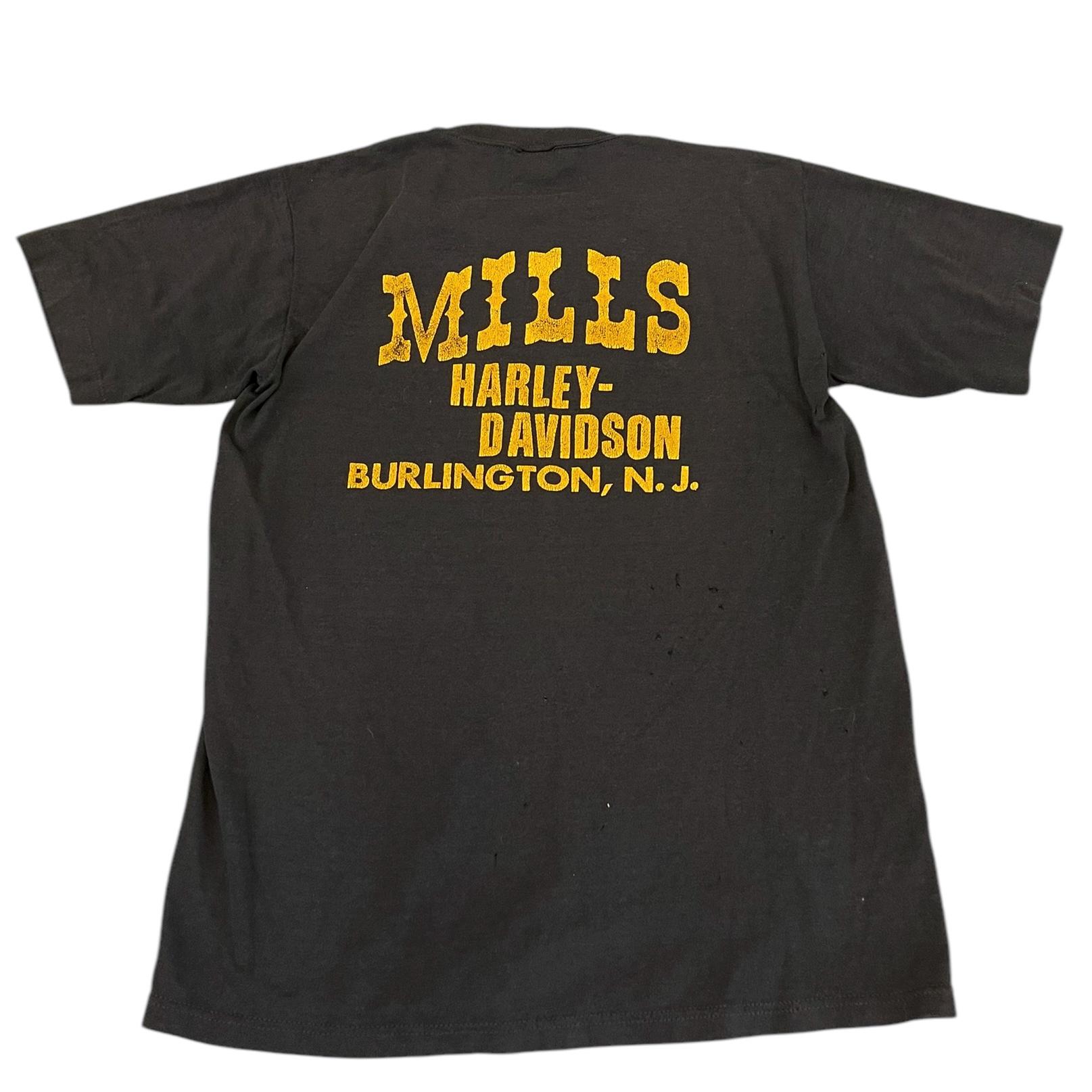 Harley Davidson 80s Tシャツ 39-9-132 Harley-Davidson® Men's Retro Square Racer #1 H-D Logo Cotton