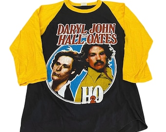 Vintage Hall & Oates Live Concert 1983 H20 Raglan T-shirt Band Tees Sz Large