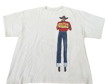 Vintage Levi’s T-Shirt Sz XL 1995 Single Stitch Jeans Denim Red Tab American