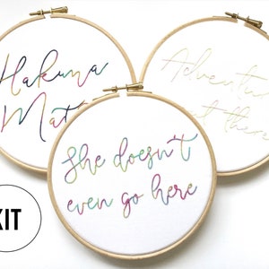 Custom Calligraphy Quote Full Embroidery Kit